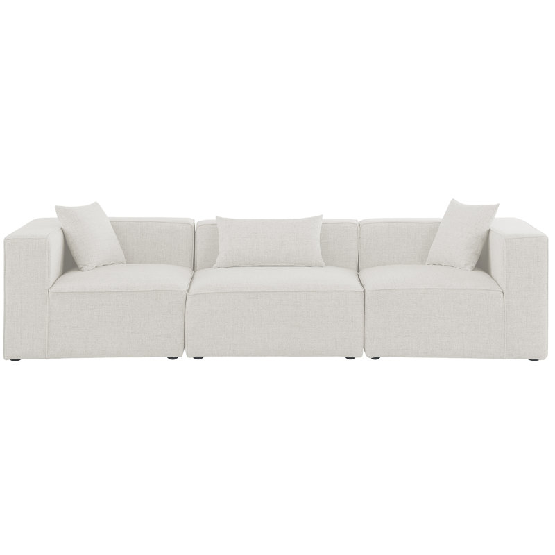Canapé modulaire Cube, Tissu crème texturé en lin