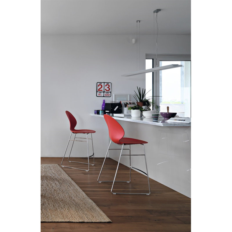 Basil Ergonomic Stool with Metal Base, Matte Optic White, Counter Stool (26.25" Seat Height)