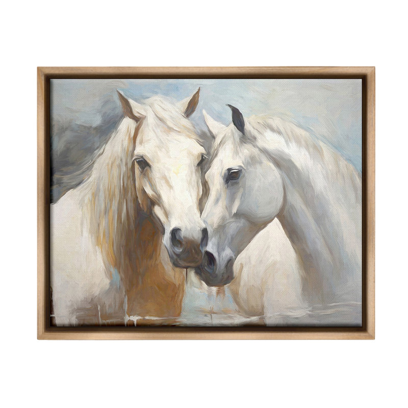 «White Country Horses» par Ramona Murdock sur, Cadre flottant orme Montalcino, H 25 po x l 31 po