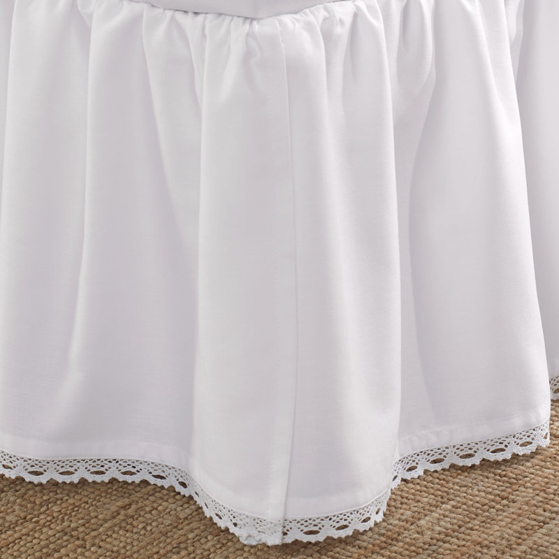 Laura Ashley White Crochet Ruffled 100% Cotton Bed Skirt, King