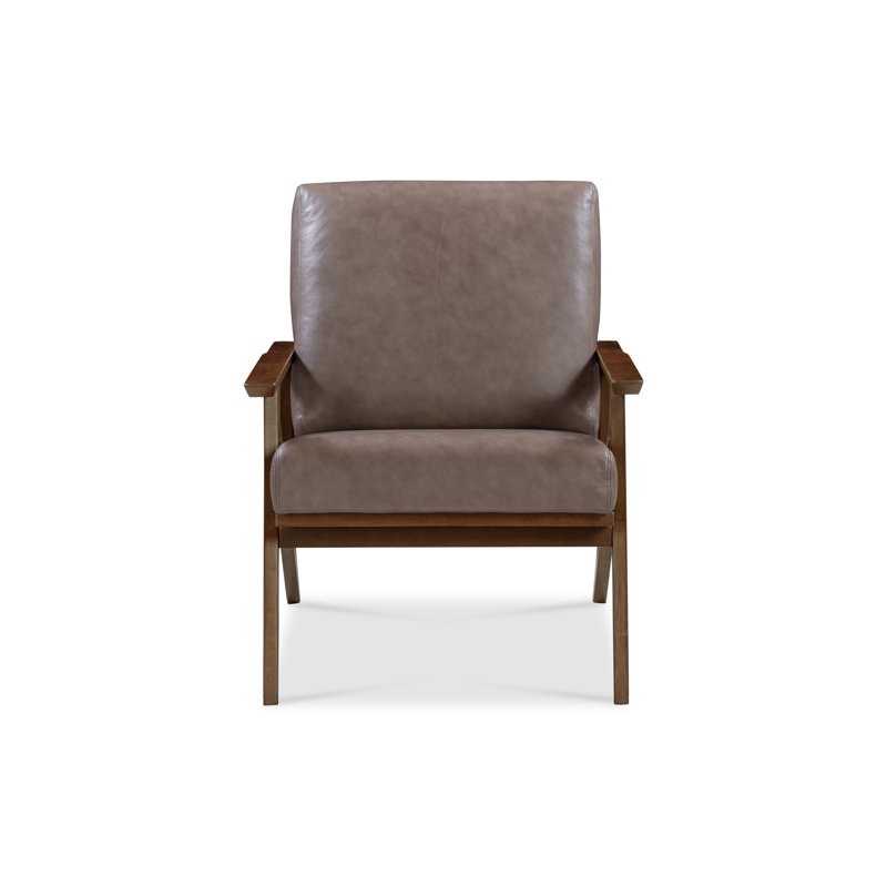 Chaise longue Cue en cuir gris noyer foncé, Cuir véritable brun / noyer foncé