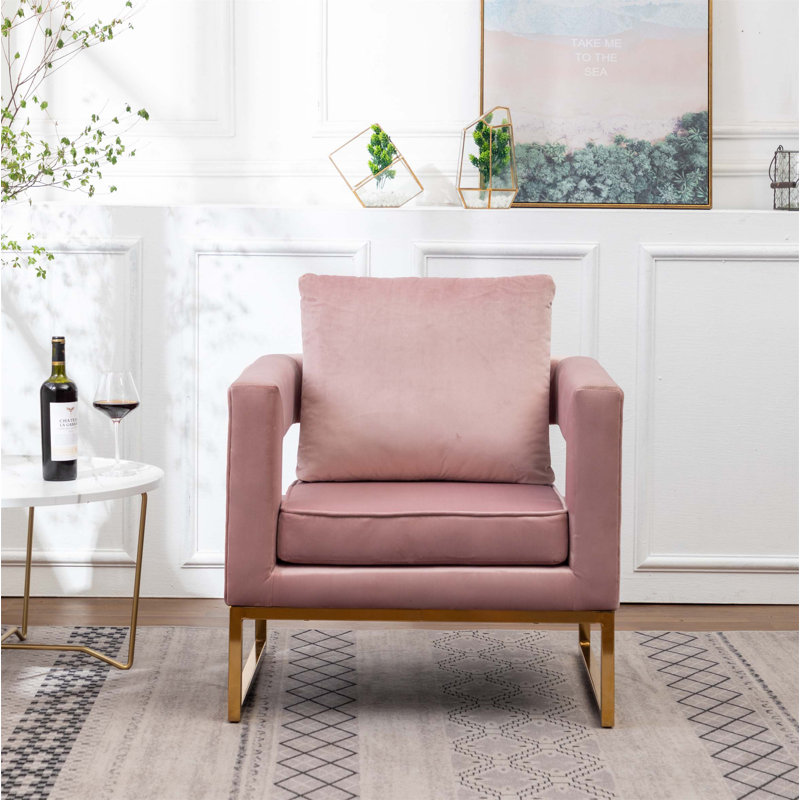 Fauteuil d'appoint rembourré Lenola, Tissu rose