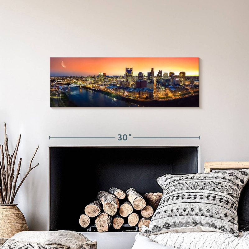 " Nashville Sunset Panorama ", 10" H x 30" W x 1.25" D