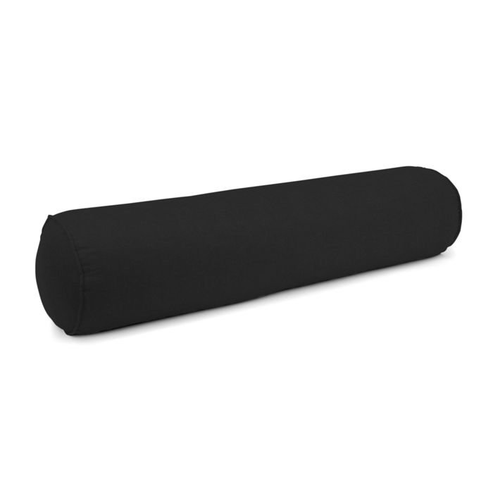 Feather Linen Reversible Throw Pillow, Black, 9" x 48"
