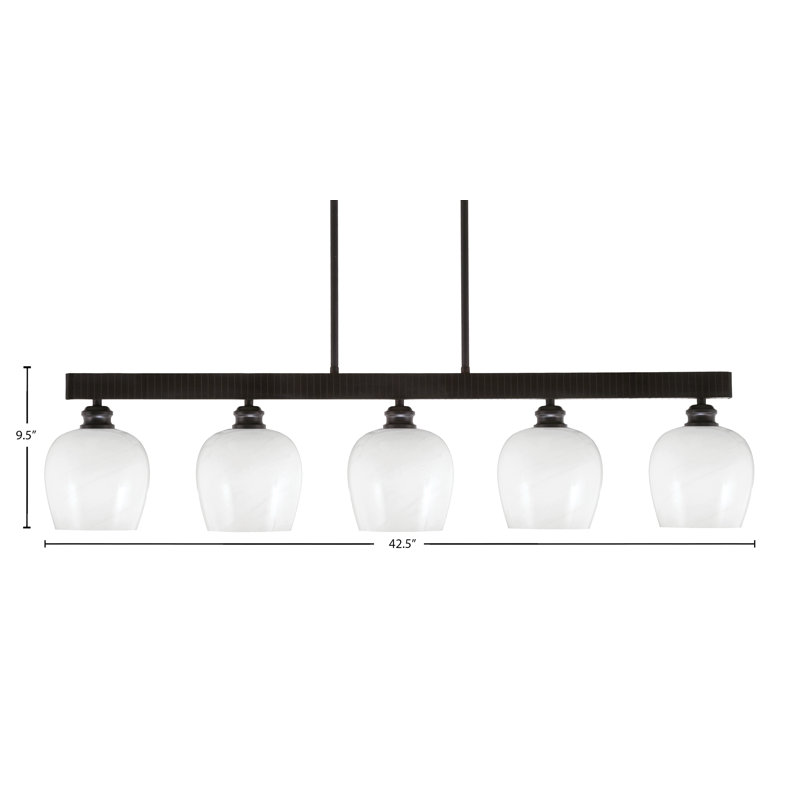 Bar 5 lumières Edge avec finition espresso et verre marbré blanc 6 po