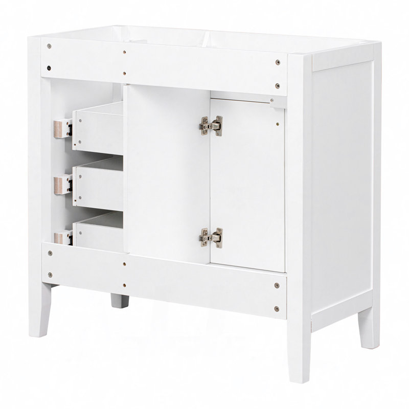 Meuble-lavabo de salle de bain sans lavabo, base d'armoire seulement, armoire de salle de bain avec tiroirs, cadre solide et panneau de fibres à densité moyenne, blanc