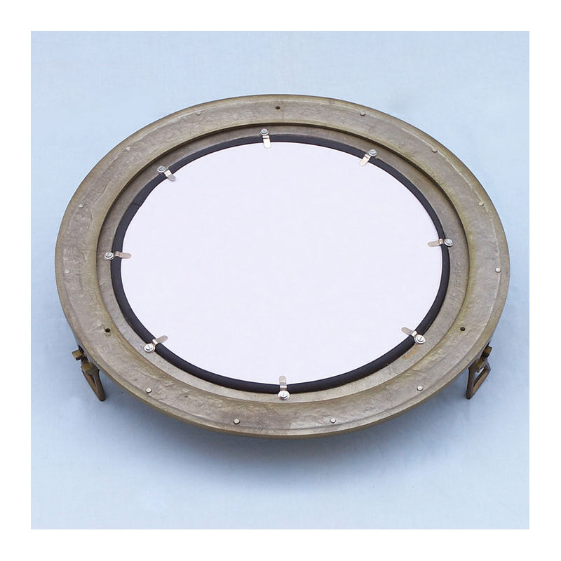 Miroir mural hublot, Laiton antique, H 20 po x l 20 po