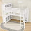 Lit mezzanine en métal avec garde-robe, bureau et tablettes de rangement-128971046