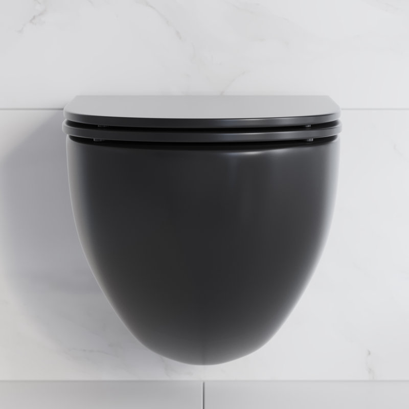 Ensemble de toilette à fixation murale avec plaque de chasse 0,8 / 1,6 GPF St. Tropez, Noir mat / laiton