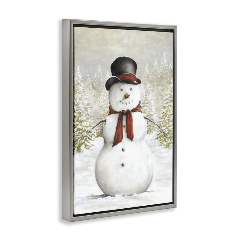 Bonhomme de neige traditionnel dans un cadre flottant, conception par Dogwood Portfolio, H 31 po x l 21 po