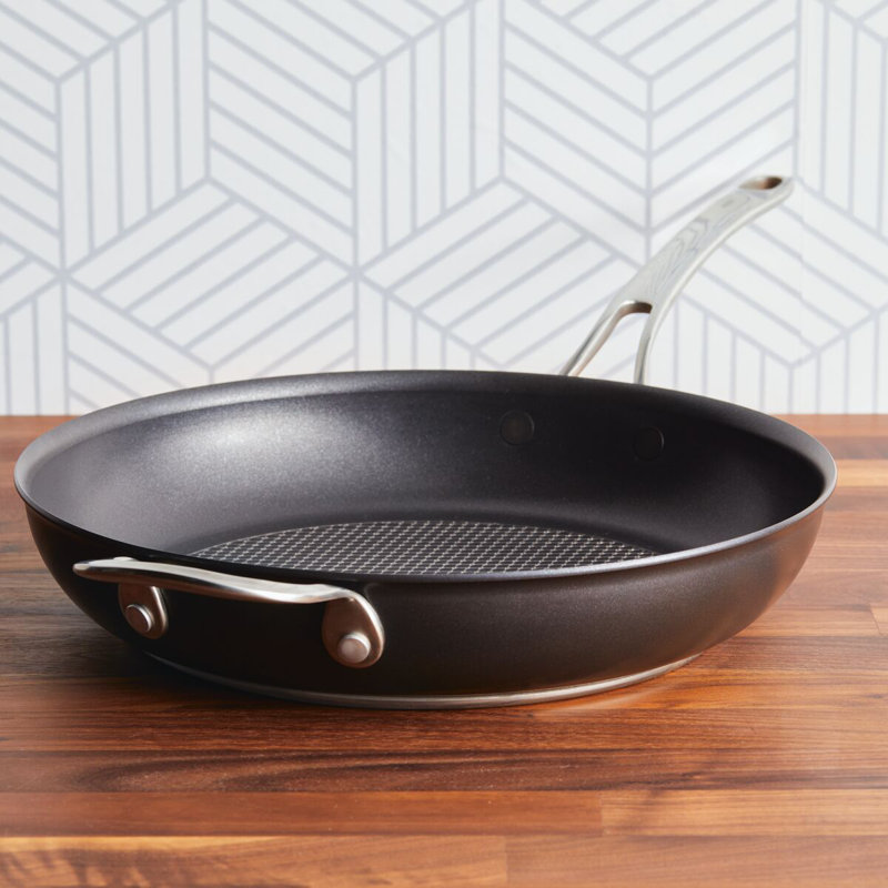 Anolon X 12" Hybrid Nonstick Frying Pan/Skillet with Helper Handle, Dark Gray