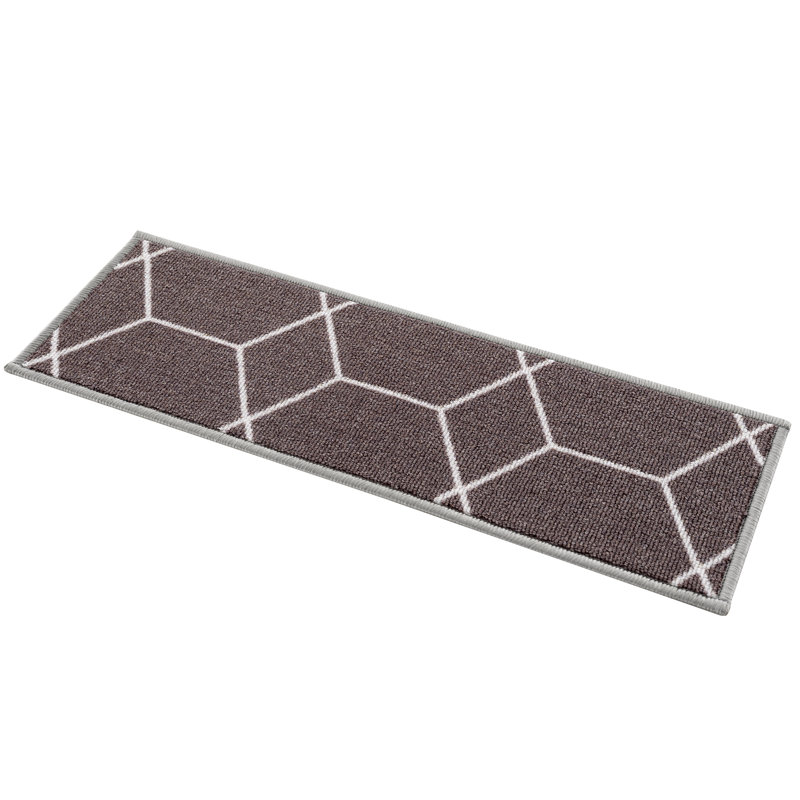 Tapis d’escalier antidérapant à motif hexagonal Tietjen, Gris foncé