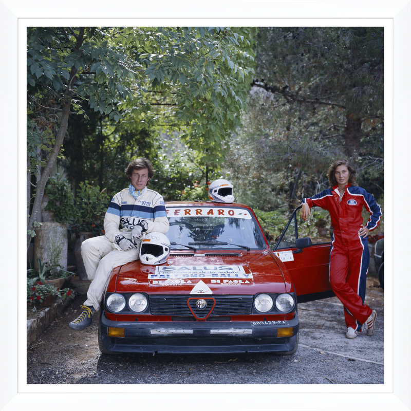 Rallying Aristocracy Print by Slim Aarons, 36" H x 36" W x 1.5" D, White Single Picture Framed