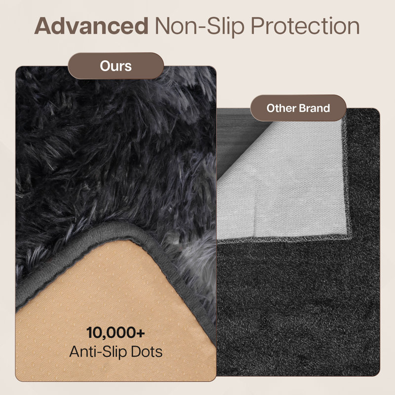 Solid Colour Machine Tufted Shag Area Rug, Rectangle 80cm Width X 150cm Length
