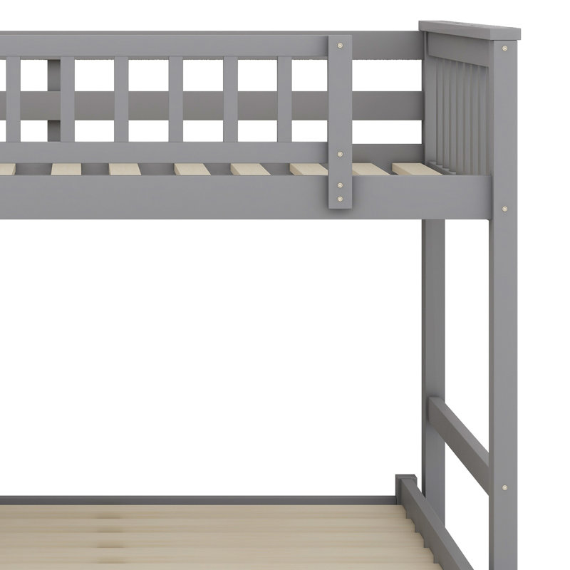 Lit superposé avec tiroirs, tablettes flexibles et lit à roulettes, Gris