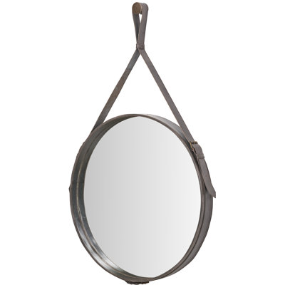 Leather Round Wall Mirror
