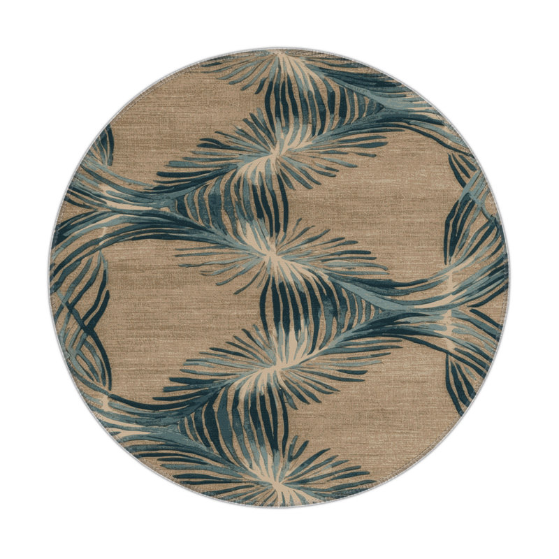 Nature Gray Indoor and Outdoor Area Rug, Round 5'