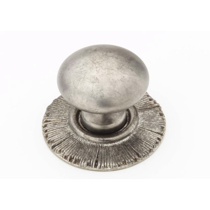 Poignée d'armoire ronde 1-1 / 4 po Schaub Sunburst, Argent antique