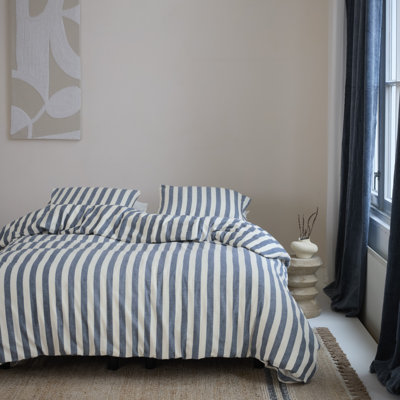 Elias blue striped duvet cover