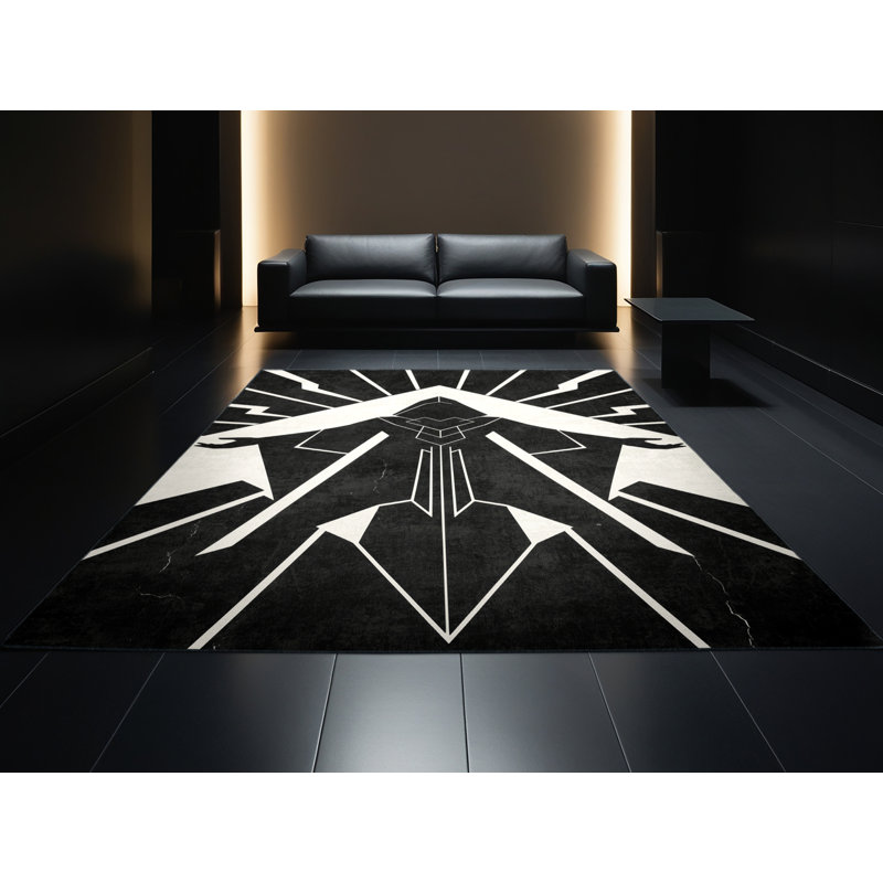 Tapis moelleux moelleux à motif géométrique art déco Kelton, 2x5