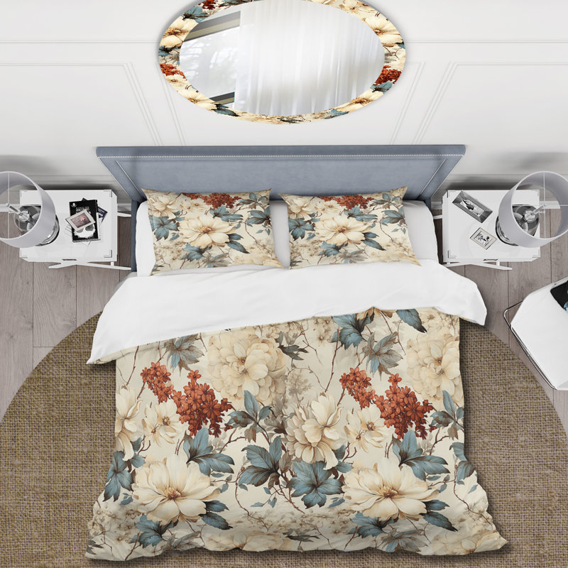 Atrasnu - Floral Duvet Cover Set, Queen Duvet Cover + 2 Standard Shams