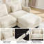 Canapé ergonomique courbé beige en chenille l 70,85 po avec coussins et 2 repose-pieds