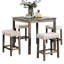 Table de salle à manger à hauteur de comptoir 5 pièces en gris et beige avec tabourets de table en bois massif: table, 4 sièges en lin pour un style moderne