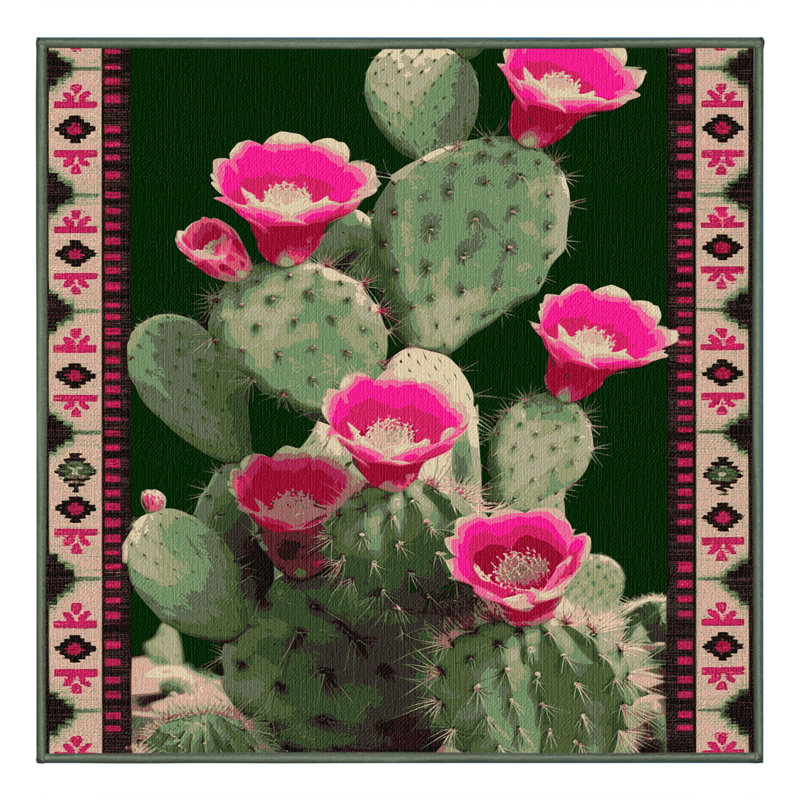  Tapis lavable en forme de figue de barbarie Southwestern, Carré 6 pi