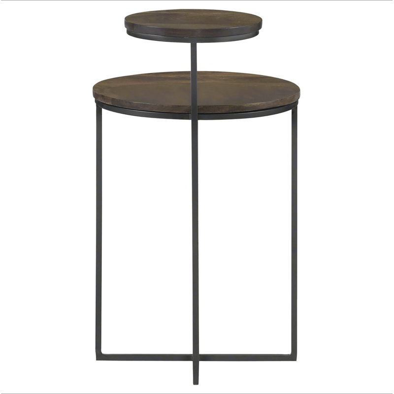 Natural and Gunmetal 2-Tier Accent Table