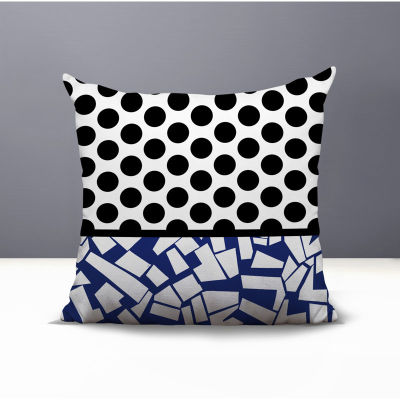 Oreiller carré réversible intérieur / extérieur Miva, Bleu marine, Carré 16 po