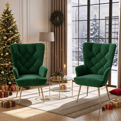 Bastoam 50Cm Wide Tufted Velvet Wingback Chair