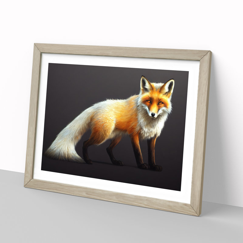 Ingenious Fox - Single Picture Frame Print, 46cm H x 64cm W x 2cm D, Oak