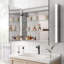 Armoire de salle de bain à double porte 36 po x 30 po avec miroir à brouillard à DEL - à intensité variable, à rangement tactile pour le rangement des médicaments 36, encastré / à fixation en surface