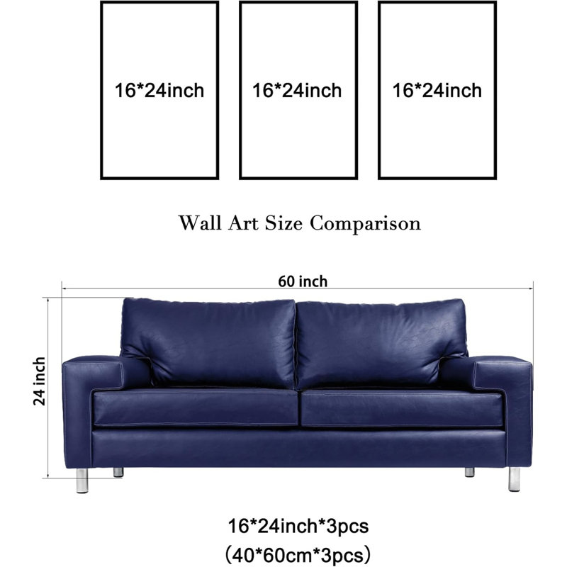 3 Piece No Frame Print on Canvas