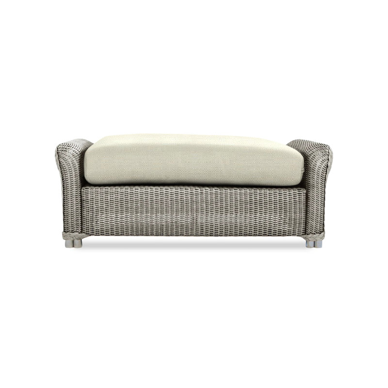 Reflections Rectangle Outdoor Ottoman Patio Ottoman, Demo Oatmeal, Pewter
