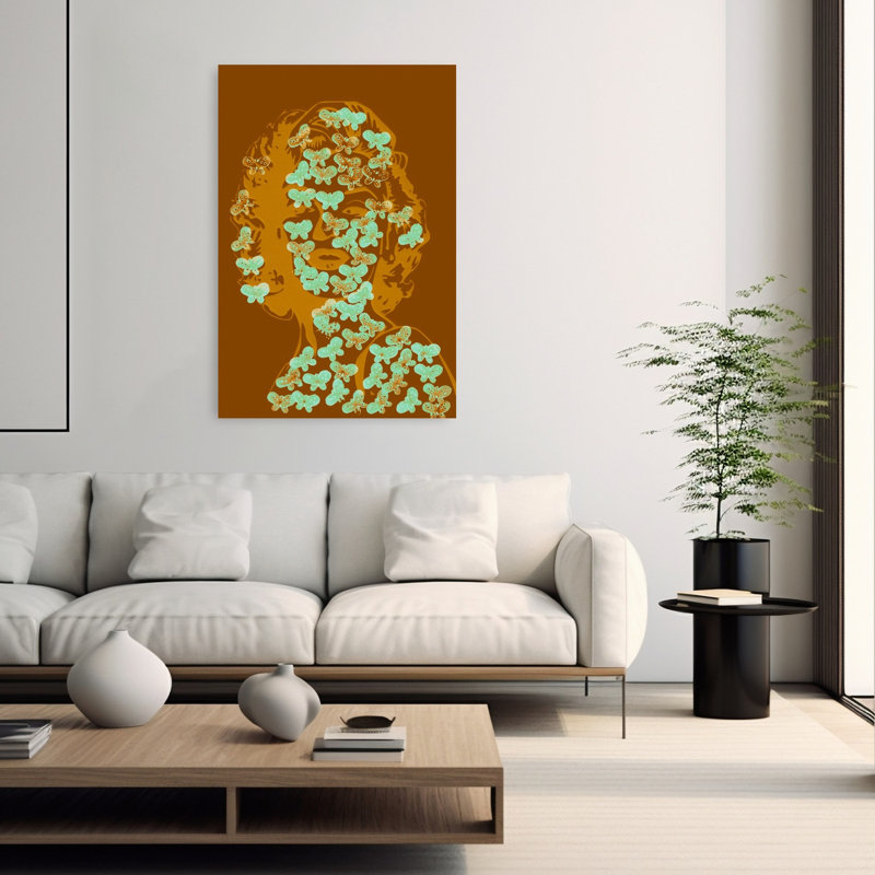 Glamour Butterfly Portrait Abstract Classic Dreamy Butterfly Portrait Wall Art Print 1 Piece Wrapped Canvas Wall Art
