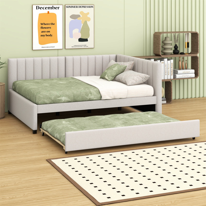Lit de jour rembourré avec couchette, Beige