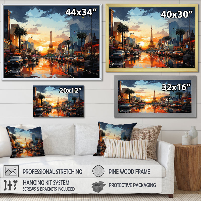 City Las Vegas In Futur II sur impression sur toile, Toile tendue, H 16 po x l 32 po x P 1 po