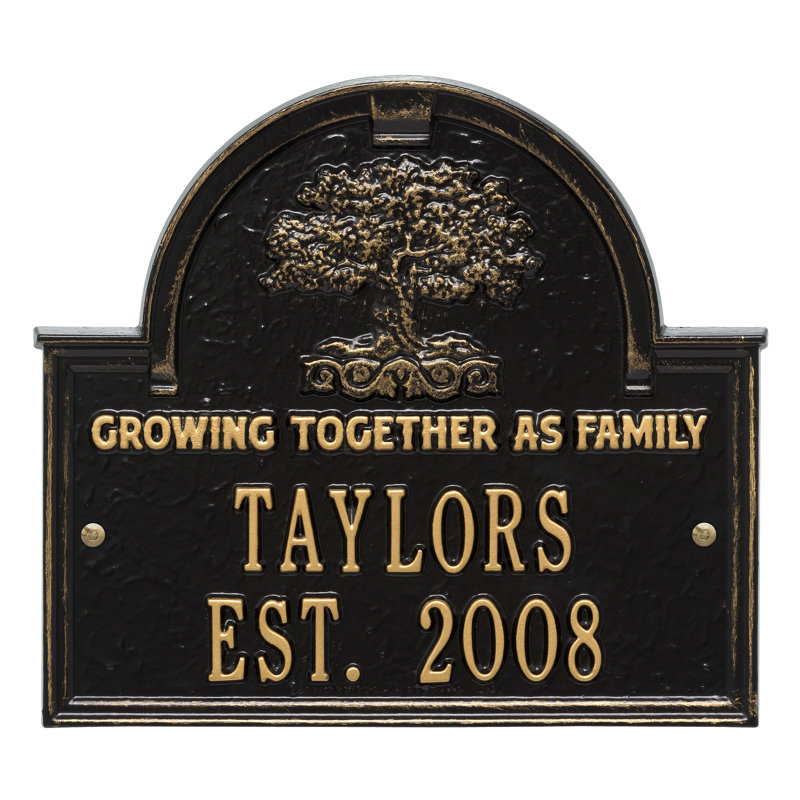 3-Line Wall Address Plaque, Black/Gold, Yes
