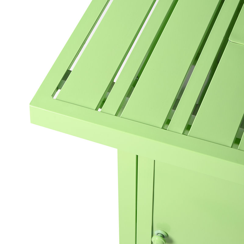 Raeann Square Aluminum Propane Smokeless Fire Pit Table with Hidden Fuel Tank, Green