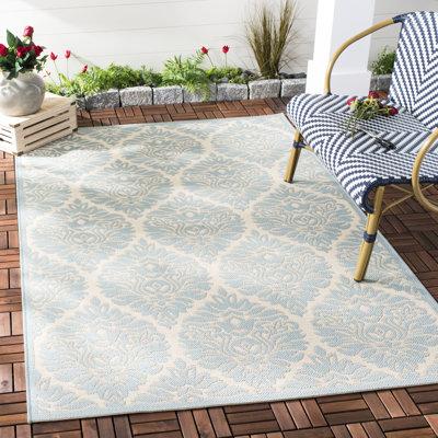 Kistler Hooked Indoor/ Outdoor Aqua Rug