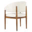 Chaise de salle à manger Liora, de style moderne du milieu du siècle, en bois d'hévéa, avec accoudoirs incurvés, assise rembourrée et dossier enveloppant.-135743935-135743937