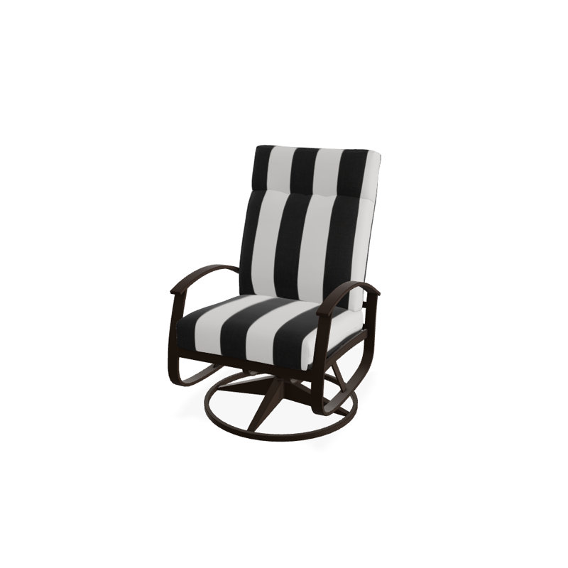 Chaise de patio pivotante avec coussins Askar, Cabana classique à rayures noires Sunbrella®, Kona P10, Kona texturé