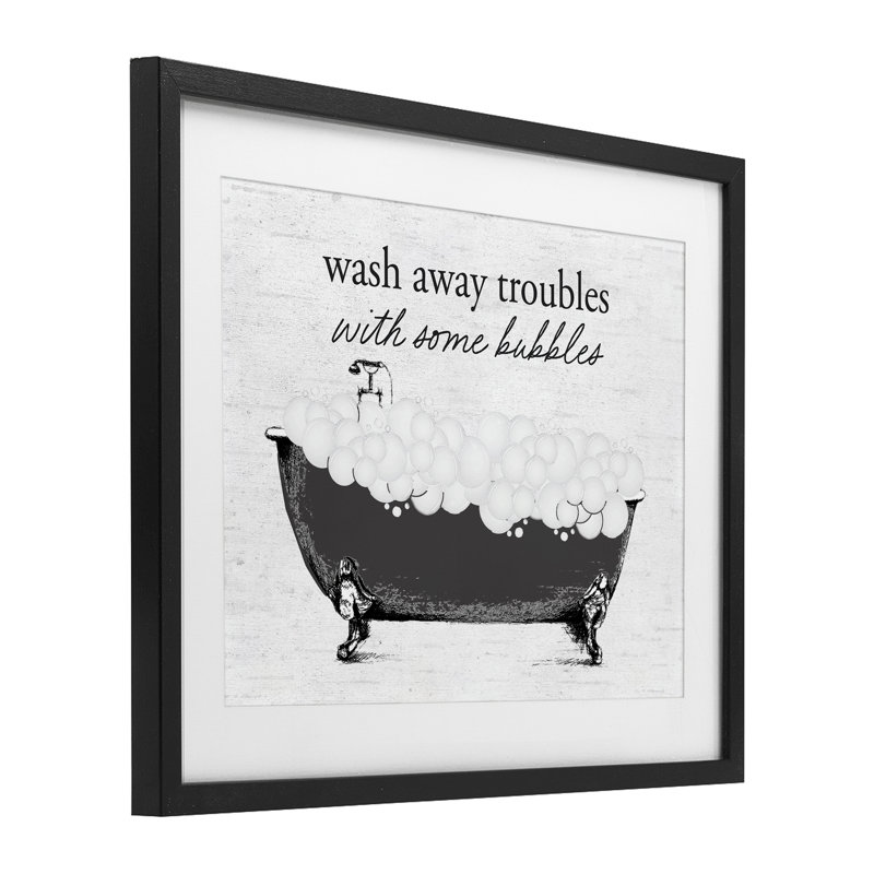 «Uplifting Bubble Bath», impression encadrée sous verre, design par lettré et doublé, H 13 po x l 16 po, Cadre noir minuit