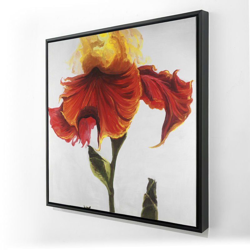 «Blossoming Lily Flower», toile encadrée beige pour la décoration intérieure