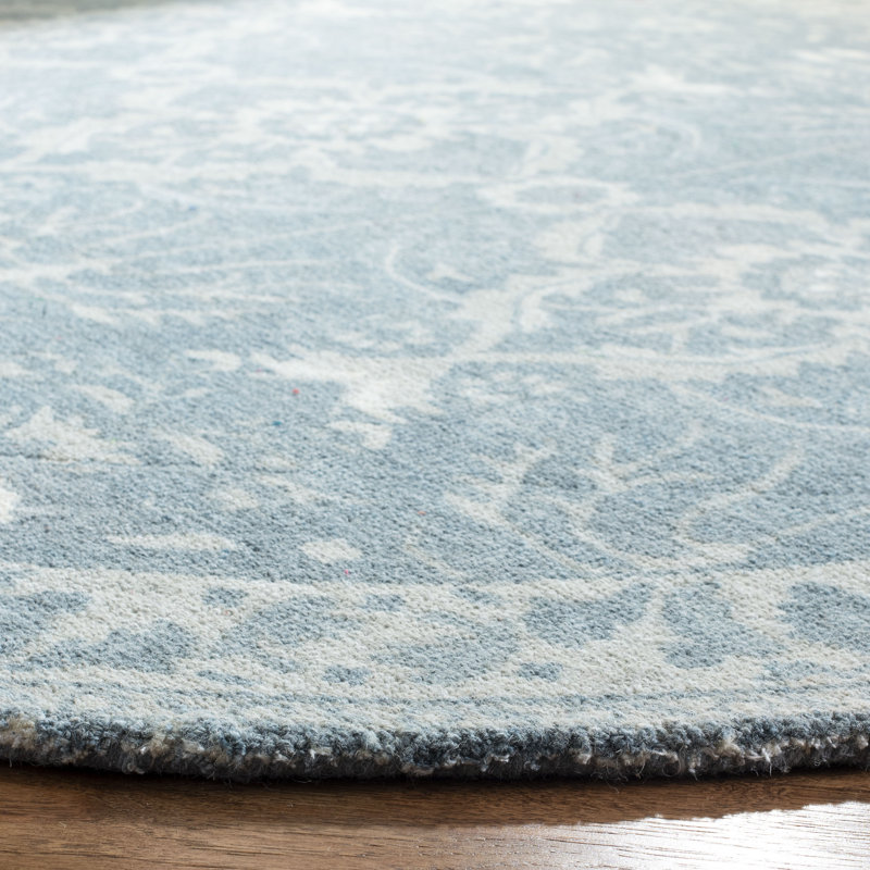 Tapis bleu touffeté à la main Karley, Rond 6 pi
