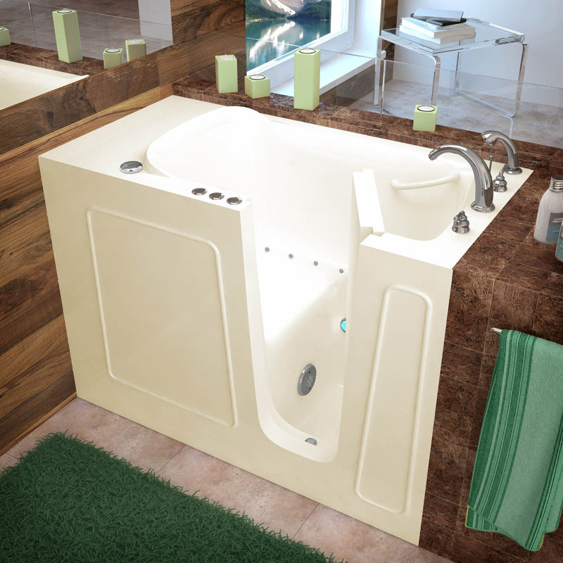 Santa Fe 53" x 26" Walk in Air Bathtub with Faucet and Light, Biscuit, Right