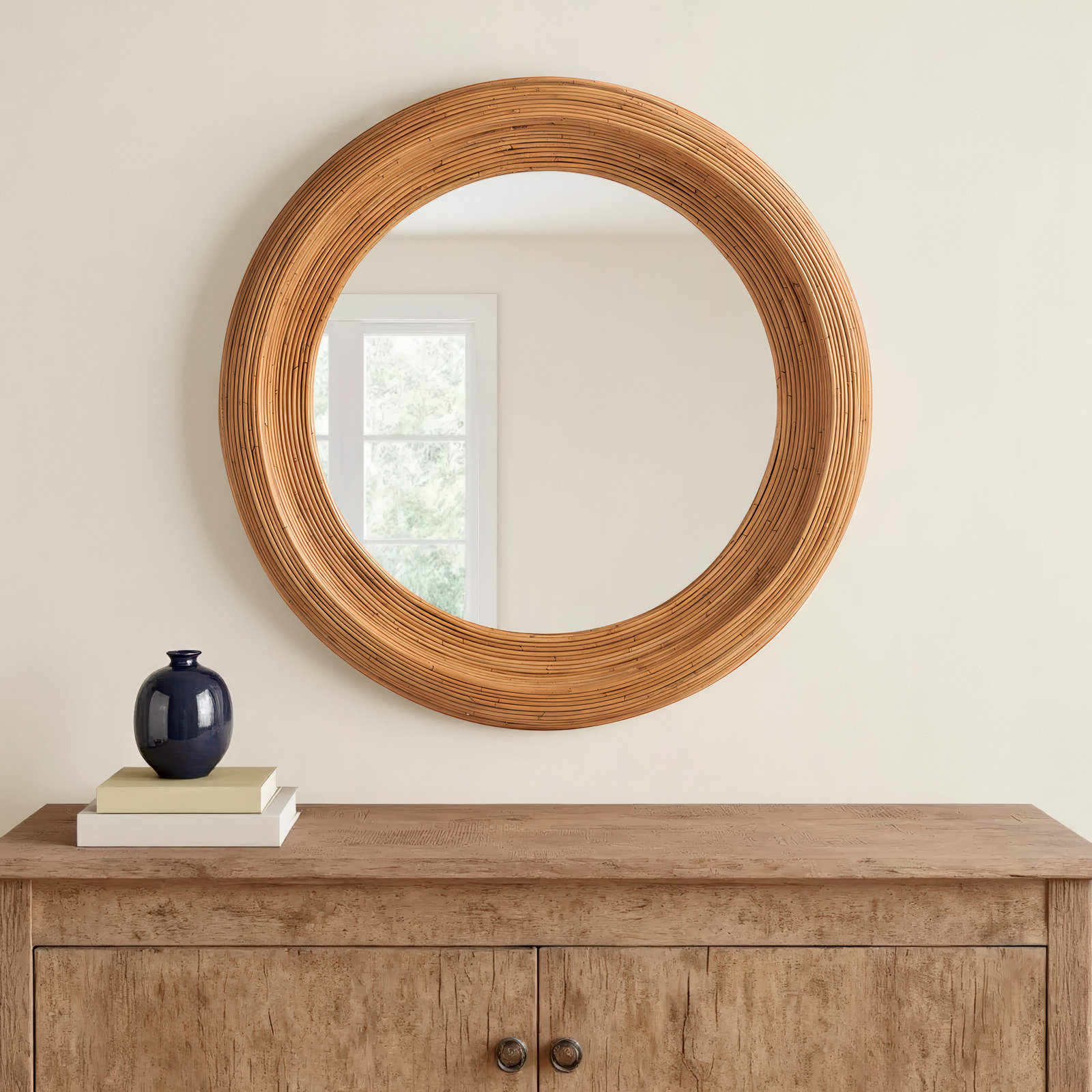 Rosalie Rattan Round Wall Mirror