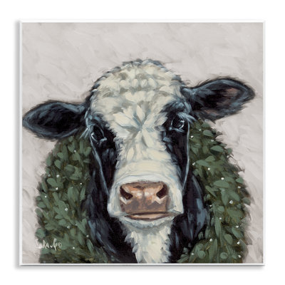 Art mural sur toile Vache tachetée avec couronne par Sara G. Designs