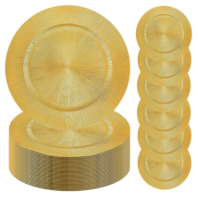 Assiettes de présentation de 13 pouces couleur or antique - Ensemble de 100 assiettes en plastique pour mariages, tables de fêtes et événements de luxe